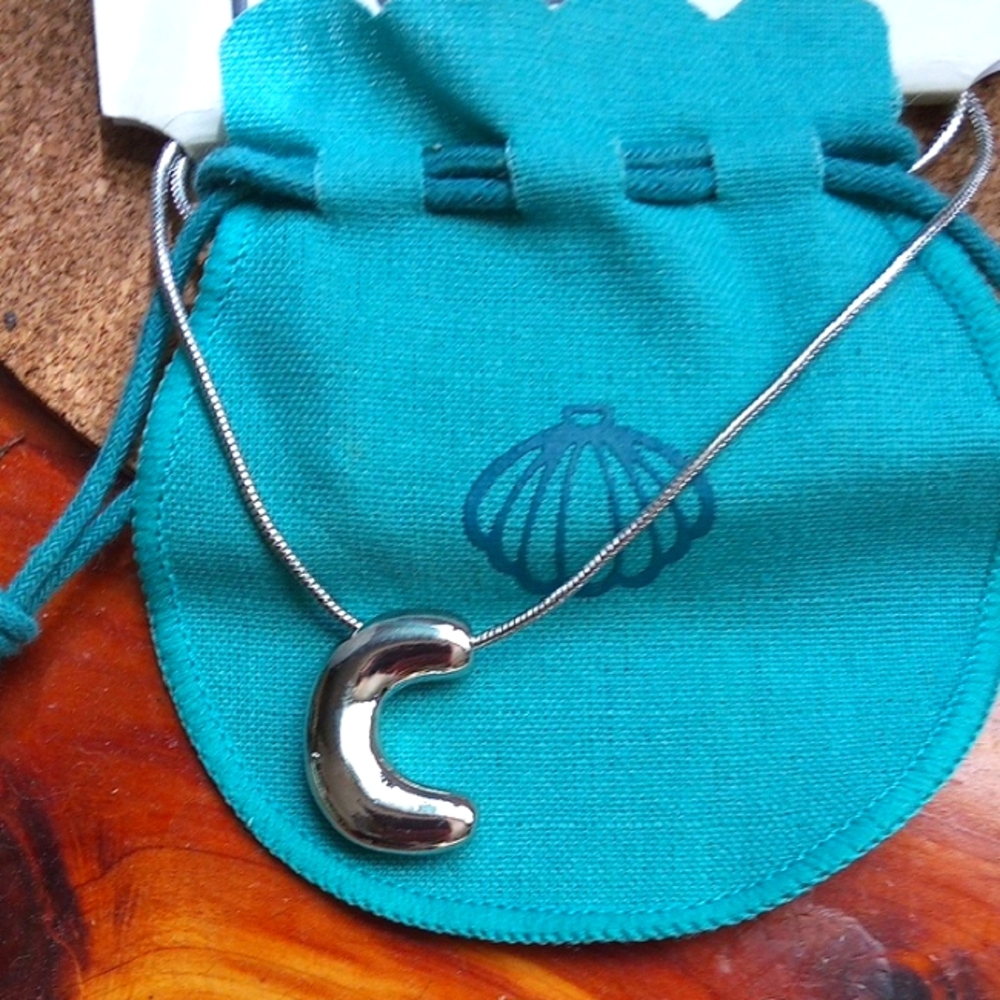 Silver C Pendant Necklace